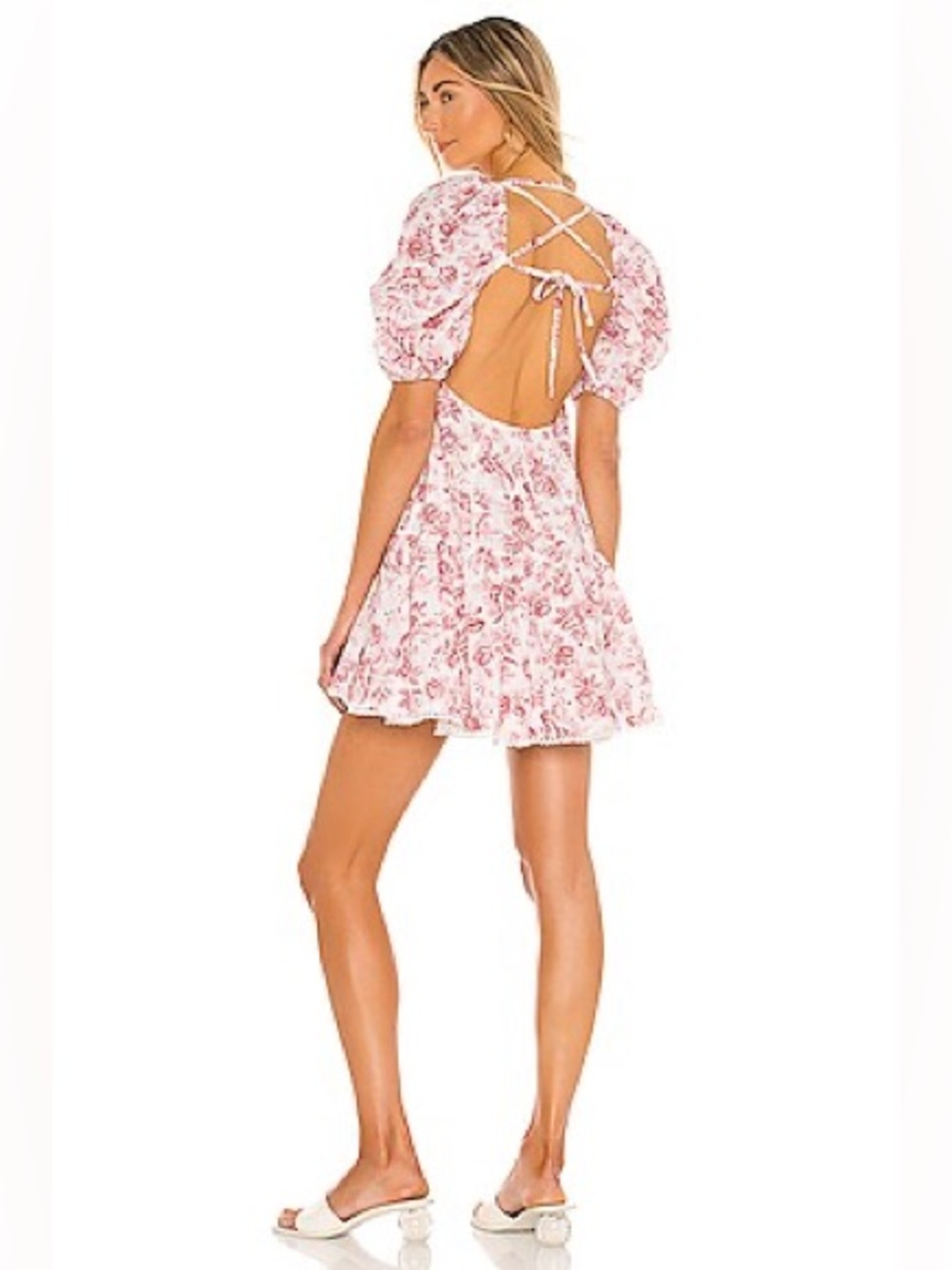 MINKPINK Lovestory Floral Mini Dress in Rose on Cream